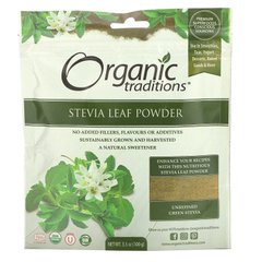 Organic Traditions, Порошок листя стевії, 3,5 унції (100 г)