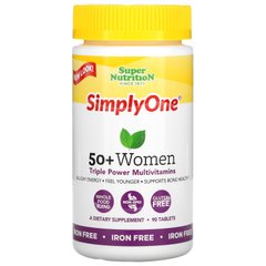 Мультивітаміни без заліза для жінок 50+ Super Nutrition (50+ Women Triple Power Multivitamins) 90 таблеток