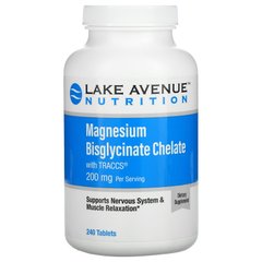 Бісгліцинат магнію, Magnesium Bisglycinate, Lake Avenue Nutrition, 200 мг, 240 таблеток