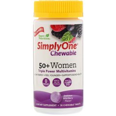 Мультивітаміни для жінок старше 50 Super Nutrition (50+ Women Triple Power Chewable Multivitamin) 30 таблеток