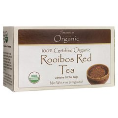 100% сертифікований органічний червоний чай ройбуш, 100% Certified Organic Rooibos Red Tea, Swanson, 20 пакетиків
