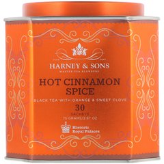Гарячий коричнева пряний чорний чай з апельсином і солодкою гвоздикою, Harney,Sons, 30 пакетиків, 2,67 унції (75 г)