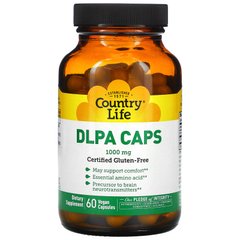 DLPA (DL-фенілаланін) в капсулах, Country Life, 1000 мг, 60 капсул