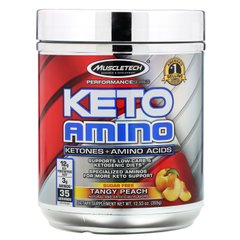 100% Keto Plus, Екзогенні кетони + амінокислоти, кисла персикова цукерка, Muscletech, 12,03 унції (341 г)