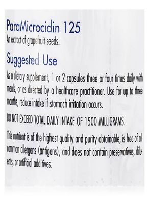 ParaMicrocidin125 Экстракт семян грейпфрута, ParaMicrocidin 125 Grapefruit Seed Extract, Allergy Research Group, 150 вегетарианских капсул купить в Киеве и Украине