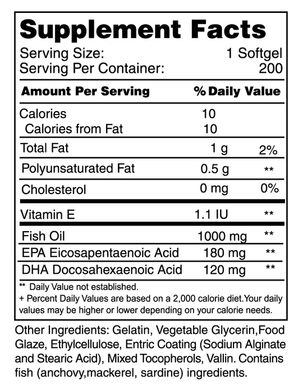 Омега-3 риб'ячий жир Earth's Creation (Omega-3 Fish Oil) 1000 мг 200 капсул