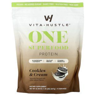 VitaHustle, One Superfood Protein, печиво й крем, 637 г (1,40 фунта)