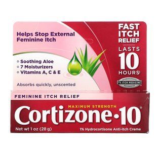 Cortizone 10, крем против зуда с 1% гидрокортизоном, женское средство от зуда, максимальная сила, 1 унция (28 г) купить в Киеве и Украине