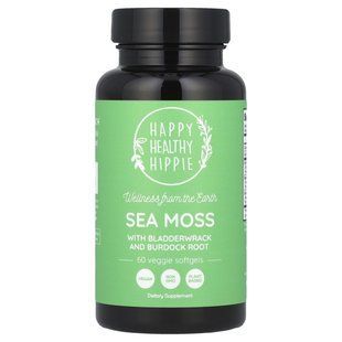 Happy Healthy Hippie, морський мох, морський мох, коренеплід лопуха, 60 рослинних капсул