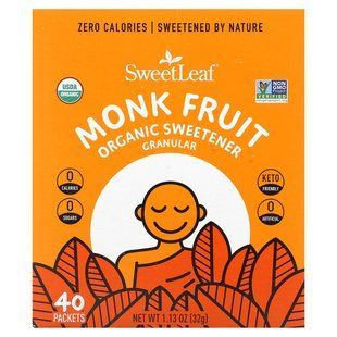 Wisdom Natural, SweetLeaf, Monk Fruit Organic Sweetener, Granular , 40 Packets, 0.28 oz (0.8 g) Each купить в Киеве и Украине
