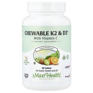 Maxi Health, Chewable K2 & D3&trade;, Natural Cherry Vanilla, 90 Tablets