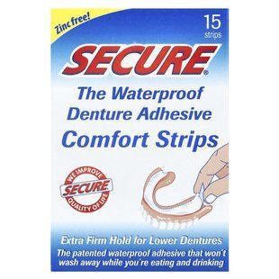 Secure Denture, The Waterproof Denture Adhesive Comfort Strips, 15 Strips купить в Киеве и Украине