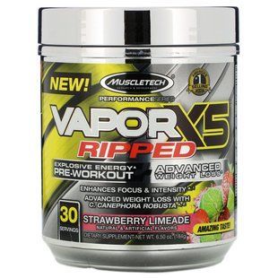 Передтренувальна суміш + втрата ваги полуниця і лайм Muscletech (VaporX5 Ripped Performance Series) 184 г