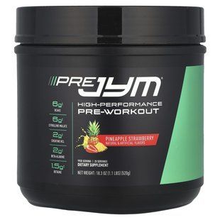 JYM Supplement Science, Pre JYM, high-performance pre-workout, pineapple and strawberry, 1.1 pounds (520 g)