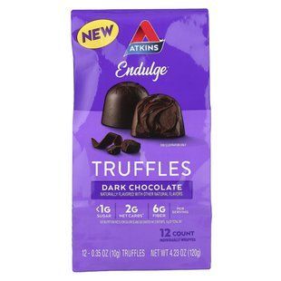 Atkins, Endulge&trade;, Truffles, Dark Chocolate, 12 Count, 0.35 oz (10 g) Each купить в Киеве и Украине