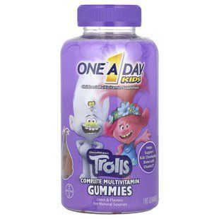 One-A-Day, Trolls, complete multivitamin gummy candies for children, 180 gummy candies.