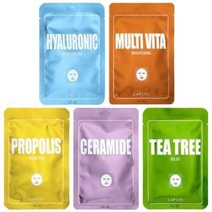 Lapcos, Variety 5 Beauty Masks Derma Care, 5 Sheets, 0.84 fl oz (25 ml) Each купить в Киеве и Украине