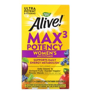 Мультивитамины для женщин Nature's Way (Alive! Max3 Potency Women's Multivitamin) 90 таблеток купить в Киеве и Украине