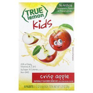 True Citrus, True Lemon, Kids Drink Mix, Crisp Apple, 10 Packets, 0.12 oz (3.5 g) Each купить в Киеве и Украине