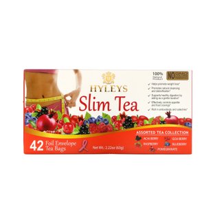 Ассорти из коллекций чая, Slim Tea, Assorted Tea Collections, Hyleys Tea, 42 чайных пакетика в фольговых конвертах по 1,5 г (0,05 унции) каждый купить в Киеве и Украине