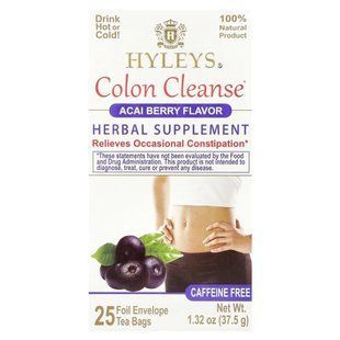 Hyleys Tea, Colon Cleanse, ягоди асаї, без кофеїну, 25 чайних пакетиків у фольгованій упаковці, по 1,5 г (0,05 унції)