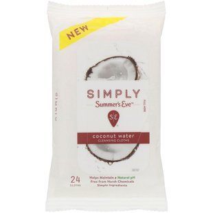 Cleansing wipes series, Coconut Water, Summers Eve, 24 wipes