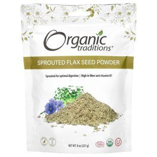 Порошок из пророщеного семена льону Organic Traditions (Sprouted Flax Seed Powder) 227 г купить в Киеве и Украине