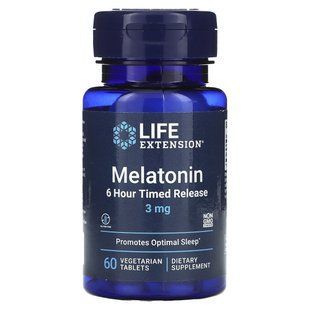 Мелатонин 6-часовой Life Extension (Melatonin 6 Hour Timed Release) 3 мг 60 таблеток купить в Киеве и Украине