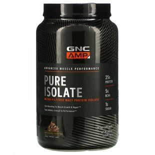 GNC, AMP, чистый изолят, микрофильтрованный сывороточный протеин, со вкусом шоколадной глазури, 966 г (2,13 фунта) купить в Киеве и Украине
