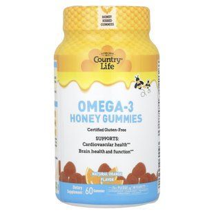 Country Life, Omega-3 Honey Gummies, Natural Orange, 60 Gummies купить в Киеве и Украине