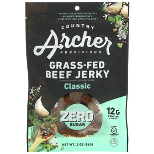 Country Archer Jerky, Вяленое мясо из травяного откорма, классическое, 2 унции (56 г) купить в Киеве и Украине