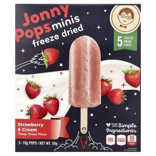 JonnyPops, сублимированные мини-печенья, с клубникой и сливками, 5 леденцов по 10 г купить в Киеве и Украине