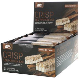Хрусткі протеїнові батончики, кориця, Combat Series, Crisp Protein Bars, Cinnamon Twist, MusclePharm, 12 батончиків по 1,59 унції (45 г) кожен