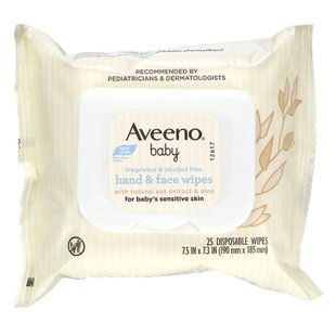 Детские салфетки для рук и лица, Aveeno, 25 одноразовых салфеток купить в Киеве и Украине