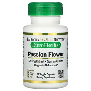 Пассифлора экстракт California Gold Nutrition (Passion Flower EuroHerbs) 250 мг 60 вегетарианских капсул купить в Киеве и Украине