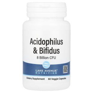 Probiotics Acidophilus and Bifidus, Lake Avenue Nutrition, 8 billion CFU, 60 vegetarian capsules.