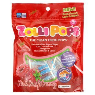 Чупачупсы с малиной, The Clean Teeth Pops, Raspberry, Zollipops, 15 чупачупсов купить в Киеве и Украине