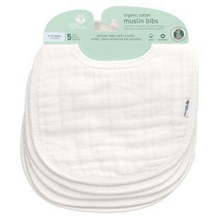 Муслиновые нагрудники, дети 0-12 месяцев, белые, Muslin Bibs, 0-12 Months, White, Green Sprouts, 5 шт купить в Киеве и Украине