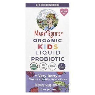 MaryRuth's, Organic Kids Liquid Probiotic, Ages 4+, Very Berry, 2 fl oz (60 ml) купить в Киеве и Украине