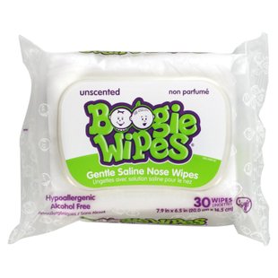 Boogie Wipes, Салфетки для носа с мягким солевым раствором, без запаха, 30 салфеток купить в Киеве и Украине