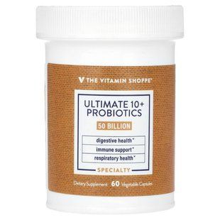 The Vitamin Shoppe, 10+ пробіотиків, 50 млрд КУО, 60 рослинних капсул