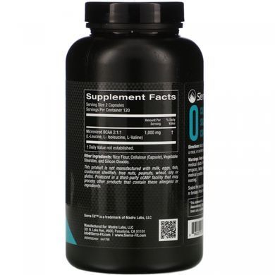Микронизированные BCAA, аминокислоты с разветвленной цепью, Micronized BCAA, Branched Chain Amino Acids, Sierra Fit, 1000 мг на порцию, 240 вегетарианских капсул купить в Киеве и Украине