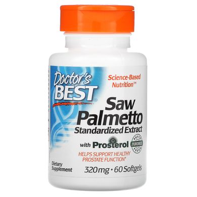 Пальма сереноя, стандартизований екстракт, Saw Palmetto, Standardized Extract with Euromed, Doctor's Best, 320 мг, 60 капсул