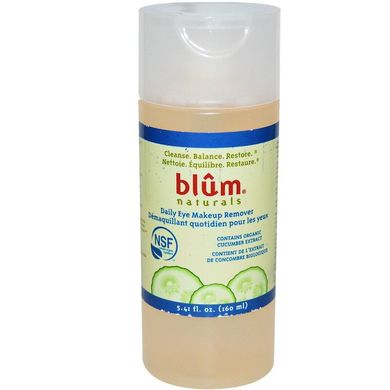 Ежедневное средство для снятия макияжа с глаз, Blum Naturals, 5,4 жидкой унции (160 мл)