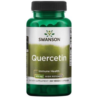 Кверцетин - высокая эффективность, Quercetin - High Potency, Swanson, 475 мг, 60 капсул купить в Киеве и Украине