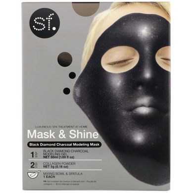Черная алмазная моделирующая угольная маска, Mask & Shine, SFGlow, набор из 4 предметов купить в Киеве и Украине