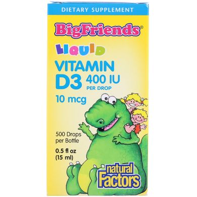 Витамин Д3 для детей, Vitamin D3, Natural Factors, 400 МЕ, 15 мл купить в Киеве и Украине