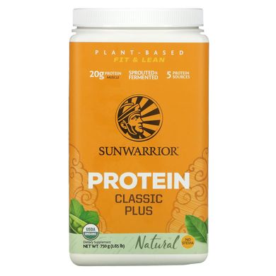 Classic Plus Protein, органический, на растительной основе, натуральный, Sunwarrior, 1,65 фунтов (750 г) купить в Киеве и Украине