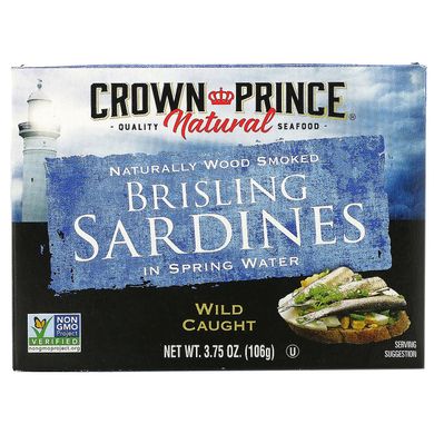 Шпроти в джерельній воді Crown Prince Natural (Brisling Sardines in Spring water) 106 г
