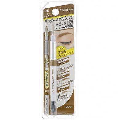 Туш і олівець для брів, відтінок B5 медовий коричневий, Sana, 1 шт.